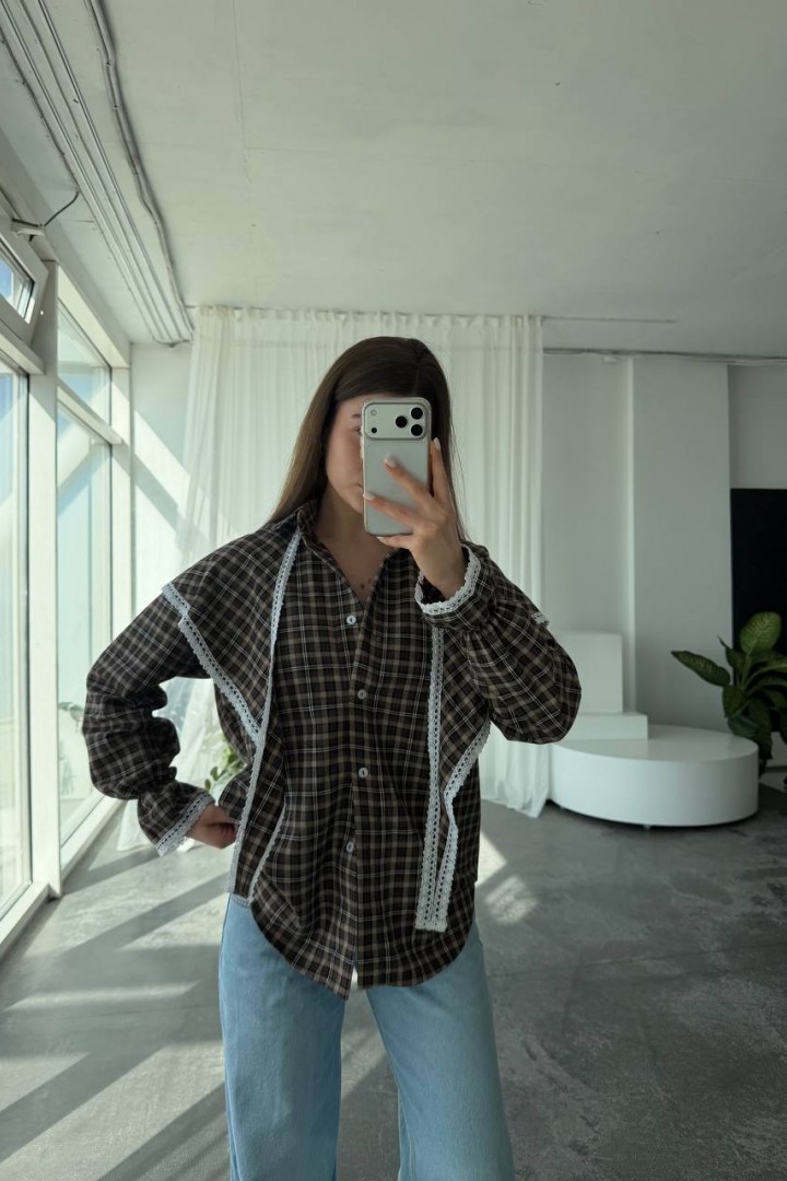 Сорочка з баскою з мереживом VOL-745A650