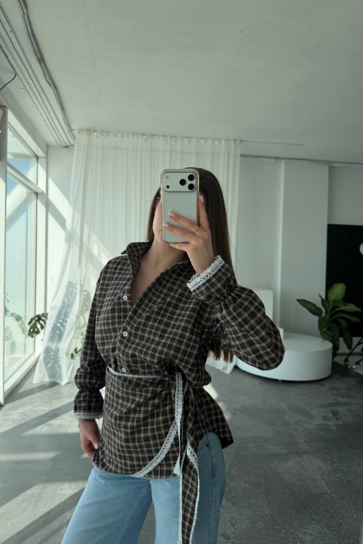 Сорочка з баскою з мереживом VOL-745A650