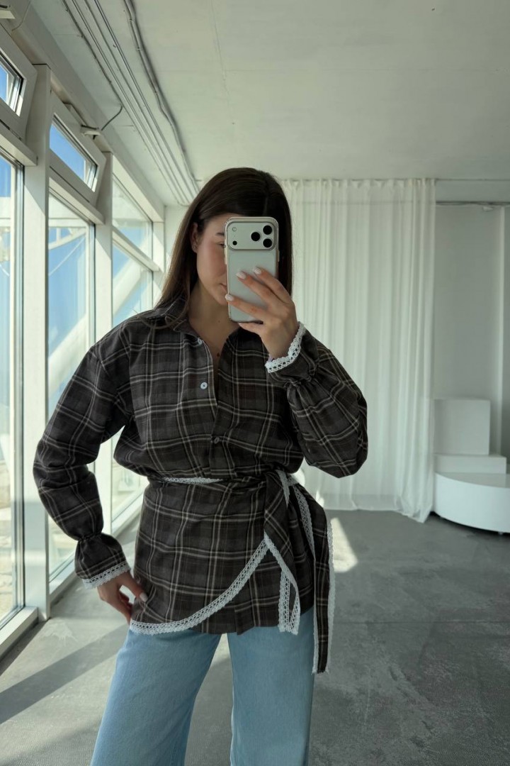 Сорочка з баскою з мереживом VOL-745A650