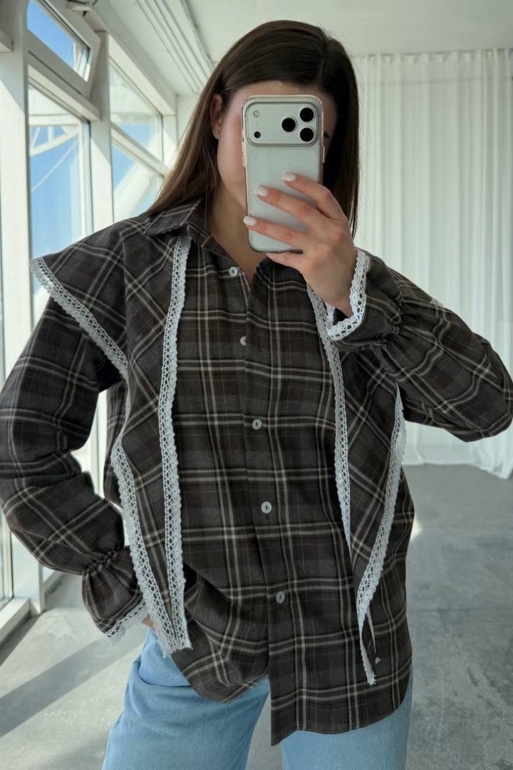 Сорочка з баскою з мереживом VOL-745A650