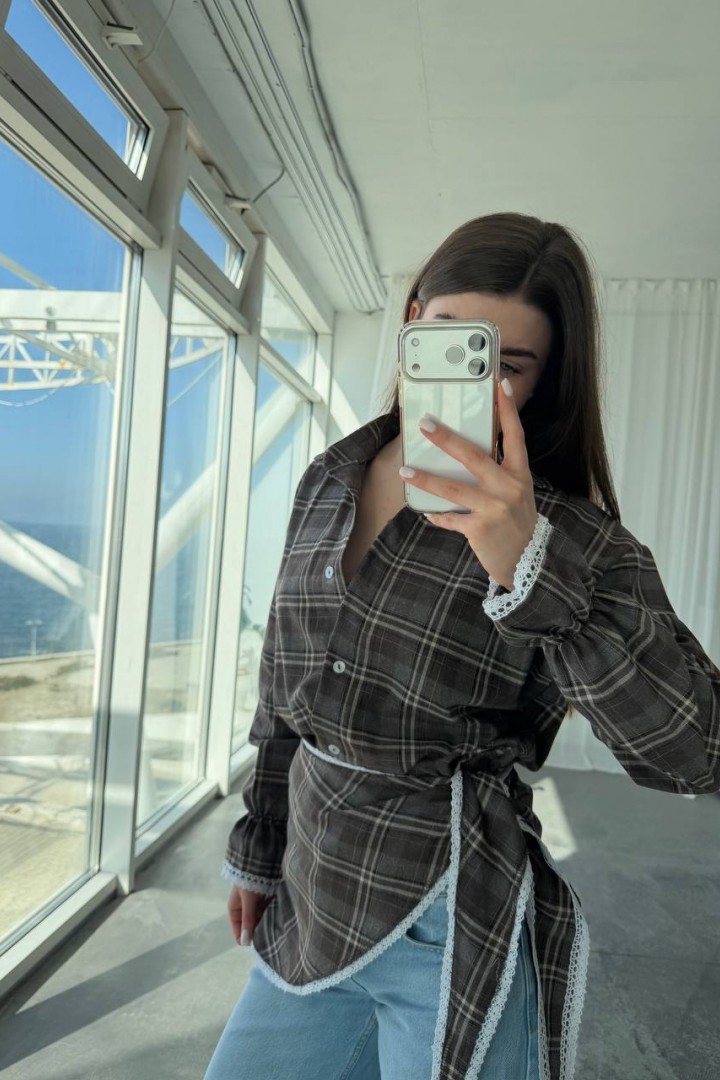 Сорочка з баскою з мереживом VOL-745A650