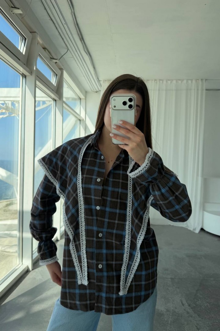 Сорочка з баскою з мереживом VOL-745A650