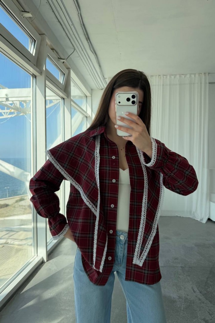 Сорочка з баскою з мереживом VOL-745A650