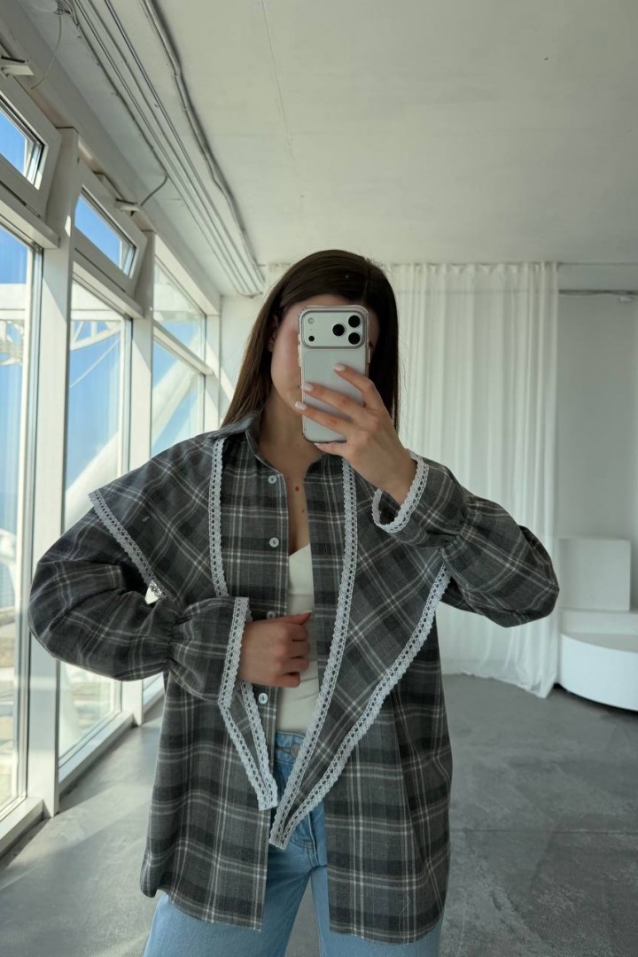 Сорочка з баскою з мереживом VOL-745A650