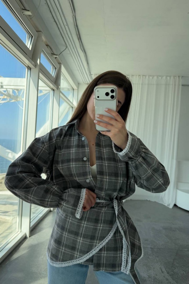 Сорочка з баскою з мереживом VOL-745A650