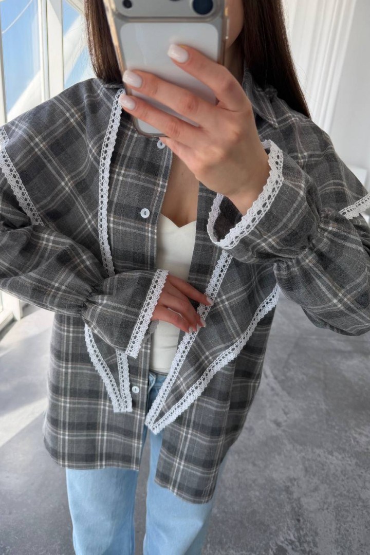 Сорочка з баскою з мереживом VOL-745A650