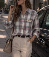 Женская рубашка в клетку LSA-764A500