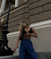 Льняные брюки-палаццо KC-0403A480