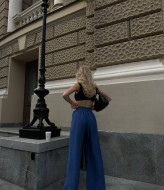 Льняные брюки-палаццо KC-0403A480