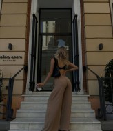 Льняные брюки-палаццо KC-0403A480