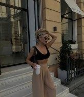 Льняные брюки-палаццо KC-0403A480