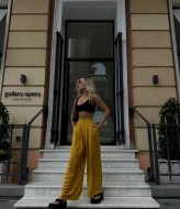 Льняные брюки-палаццо KC-0403A480