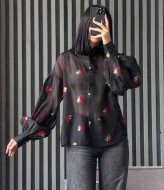 Прозрачная черная блузка  LID-608A1000