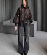 Прозрачная черная блузка  LID-608A1000