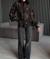 Прозрачная черная блузка  LID-608A1000