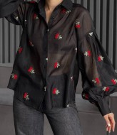 Прозрачная черная блузка  LID-608A1000