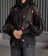 Прозрачная черная блузка  LID-608A1000