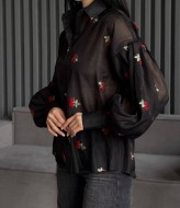 Прозрачная черная блузка  LID-608A1000