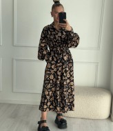 Платье в цветочек с длинным рукавом  IMMA-402A560B640