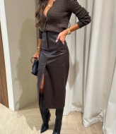 Спідниця міді с розрізом спереду KC-0512A400