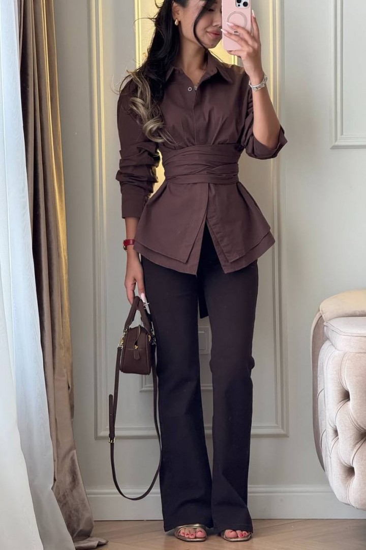 Стильна сорочка з завʼязками VOL-740A600