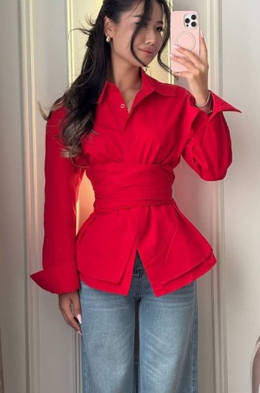 Стильна сорочка з завʼязками VOL-740A600