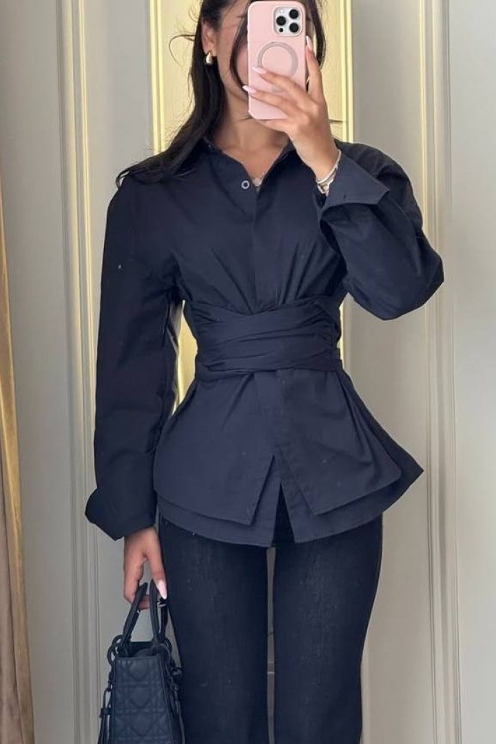 Стильна сорочка з завʼязками VOL-740A600