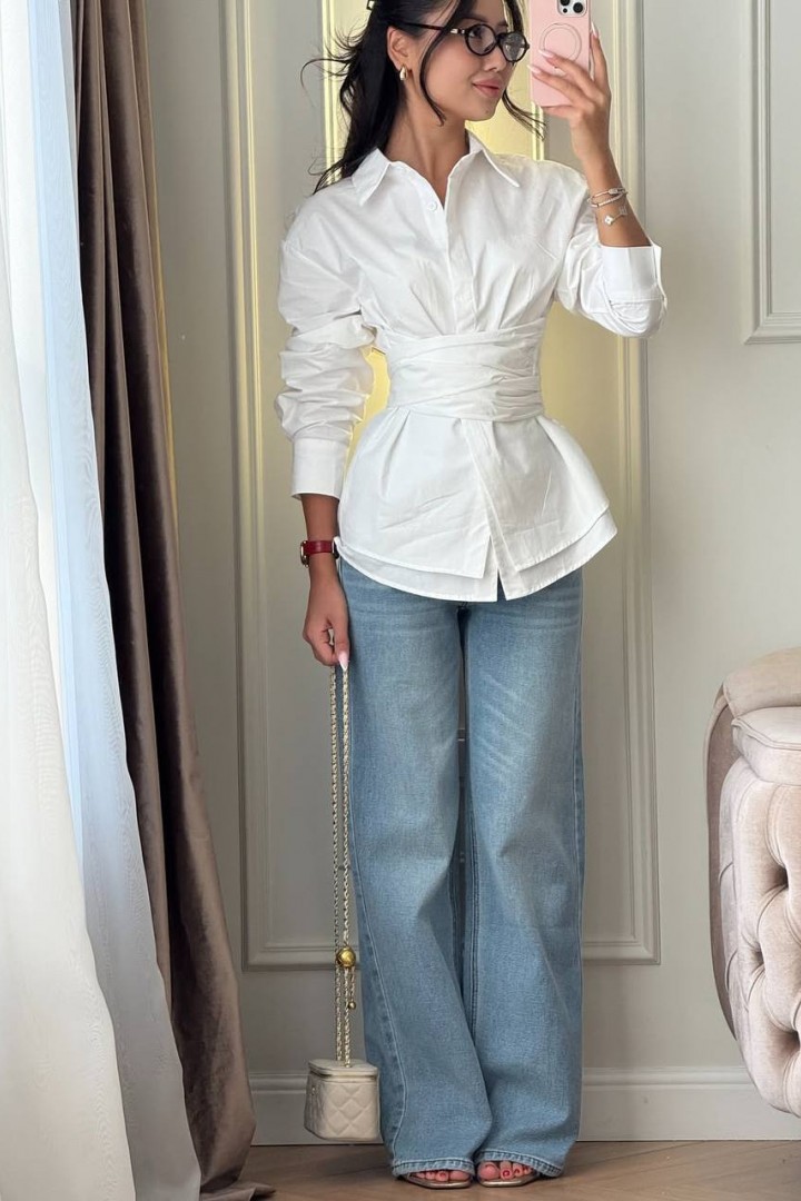 Стильна сорочка з завʼязками VOL-740A600