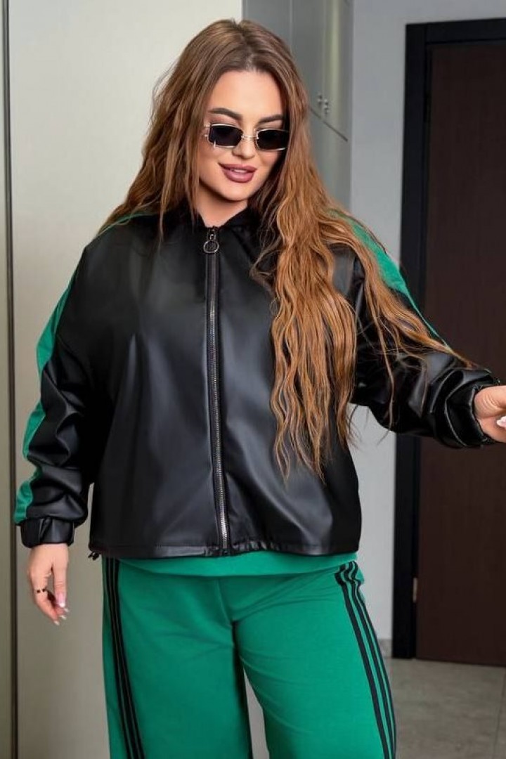 Кожаная куртка с лампасами AD-8007.1A650