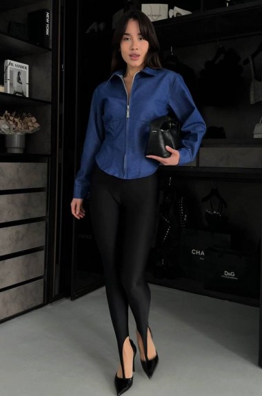 Джинсова сорочка на блискавці INNA-311A600 Джинсова сорочка на блискавці INNA-311A600