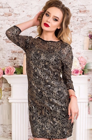 Короткое платье с пайетками NJ-TNI-316A550