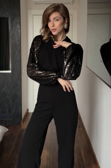 Святковий чорний комбінезон INNA-760A630