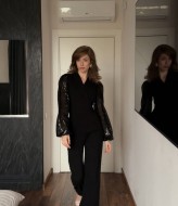 Праздничный черный комбинезон INNA-760A630