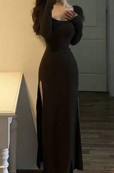 Жіноча повсякденна сукня з розрізом OTA-202A350 Жіноча повсякденна сукня з розрізом OTA-202A350