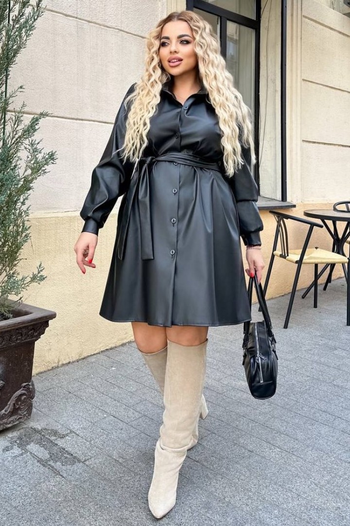 Стильное кожаное платье OLI-1403A720