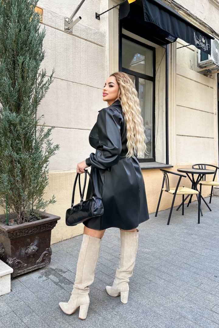 Стильное кожаное платье OLI-1403A720