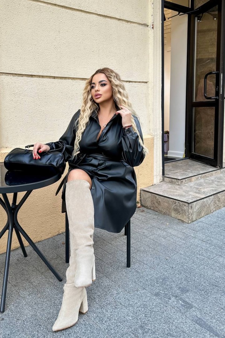 Стильное кожаное платье OLI-1403A720