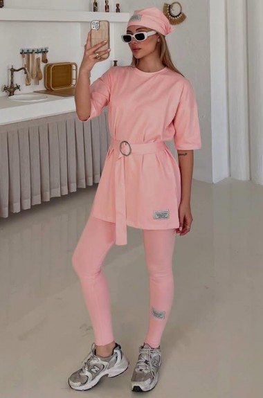 Костюм тройка футболка, леггинсы и косынка LOU-1314A890