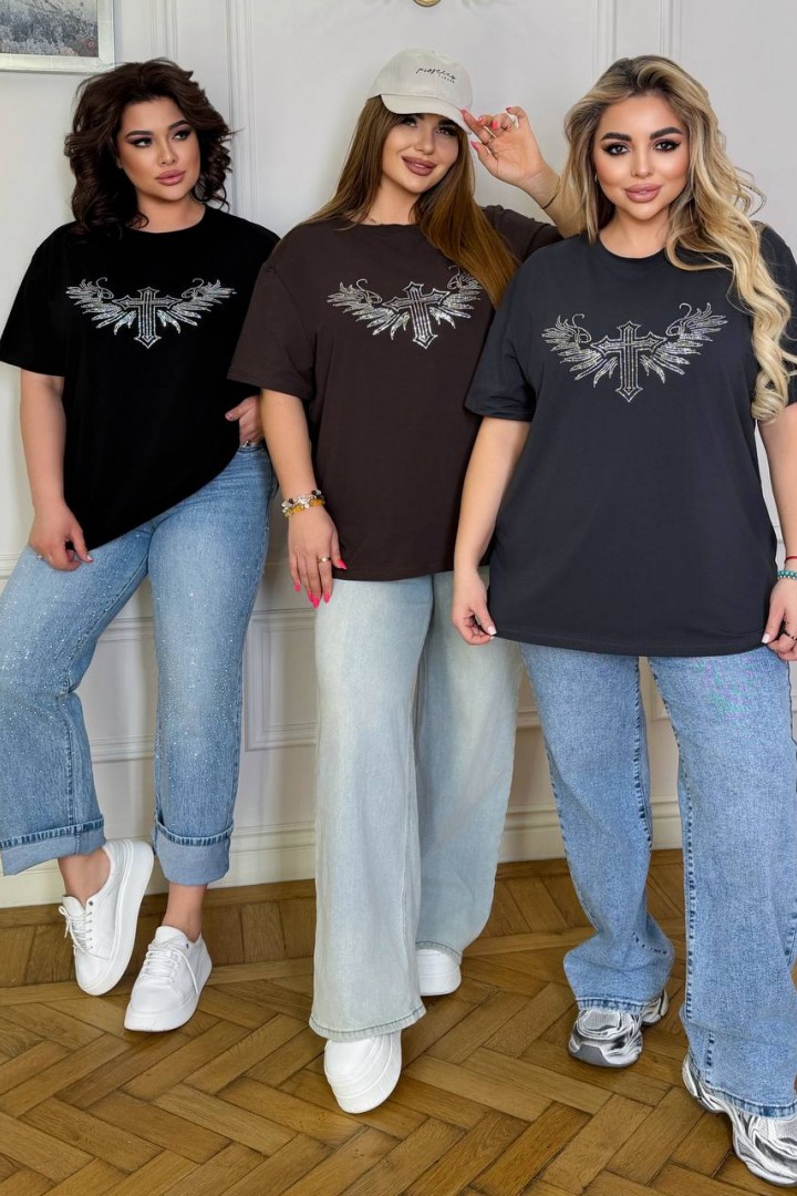 Футболка со стразами ET-8952A450