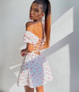 Платье со шнуровкой YLM-504A380