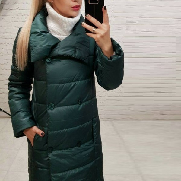 Женское плащевое пальто на синтепоне EMR-1002