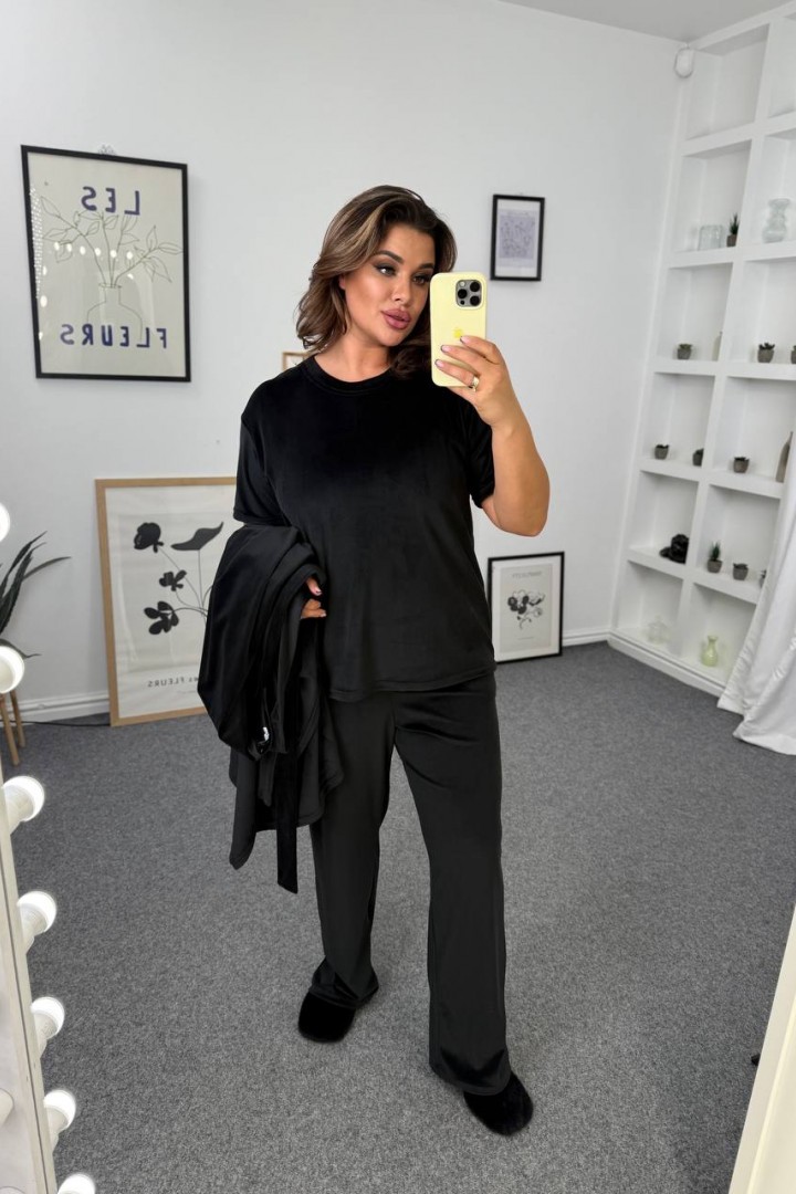 Велюровый домашний костюм тройка KG-7333A840