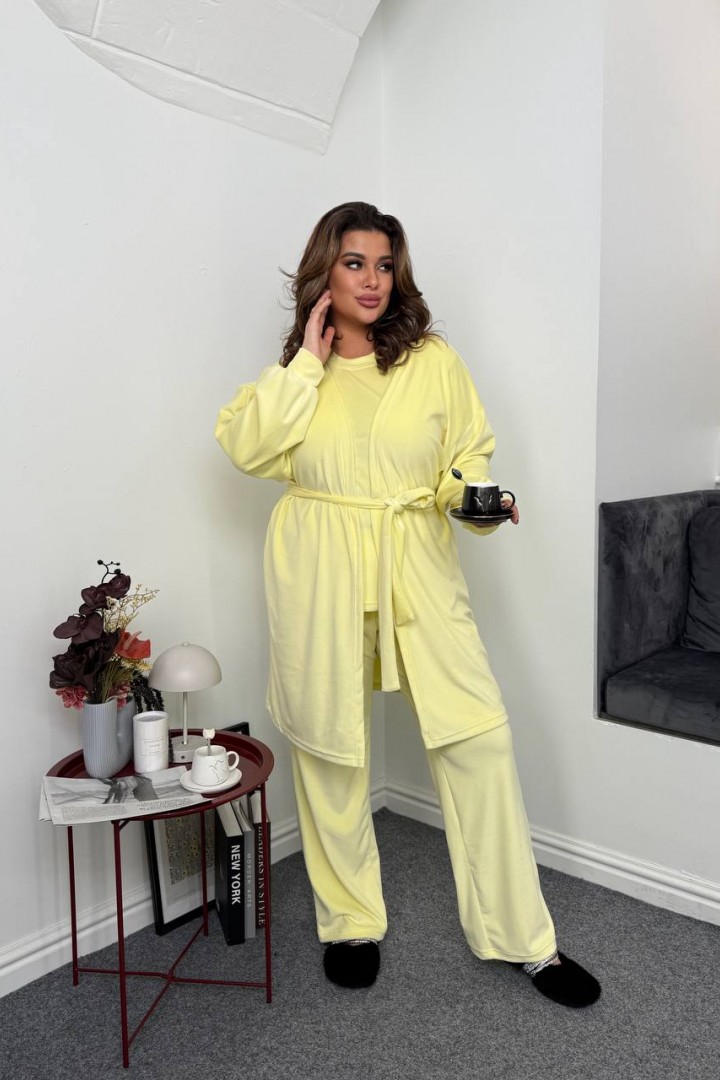 Велюровый домашний костюм тройка KG-7333A840