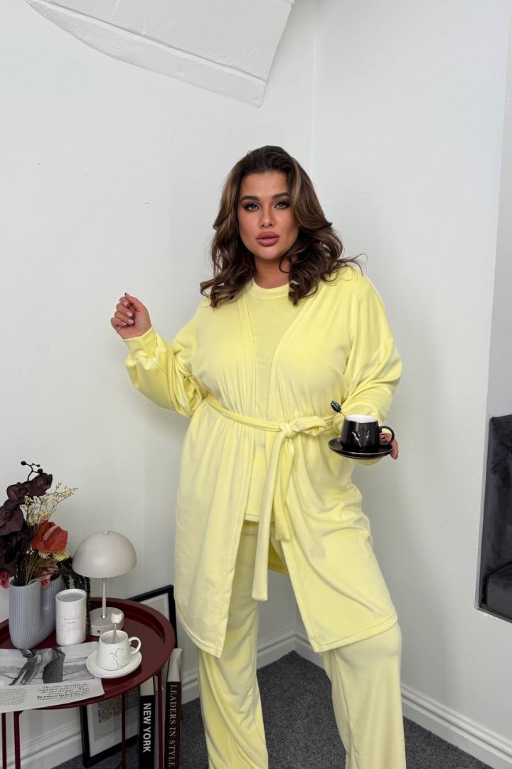 Велюровый домашний костюм тройка KG-7333A840