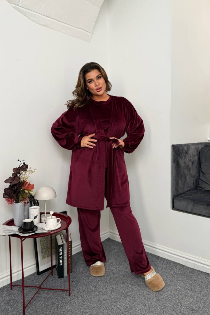 Велюровый домашний костюм тройка KG-7333A840