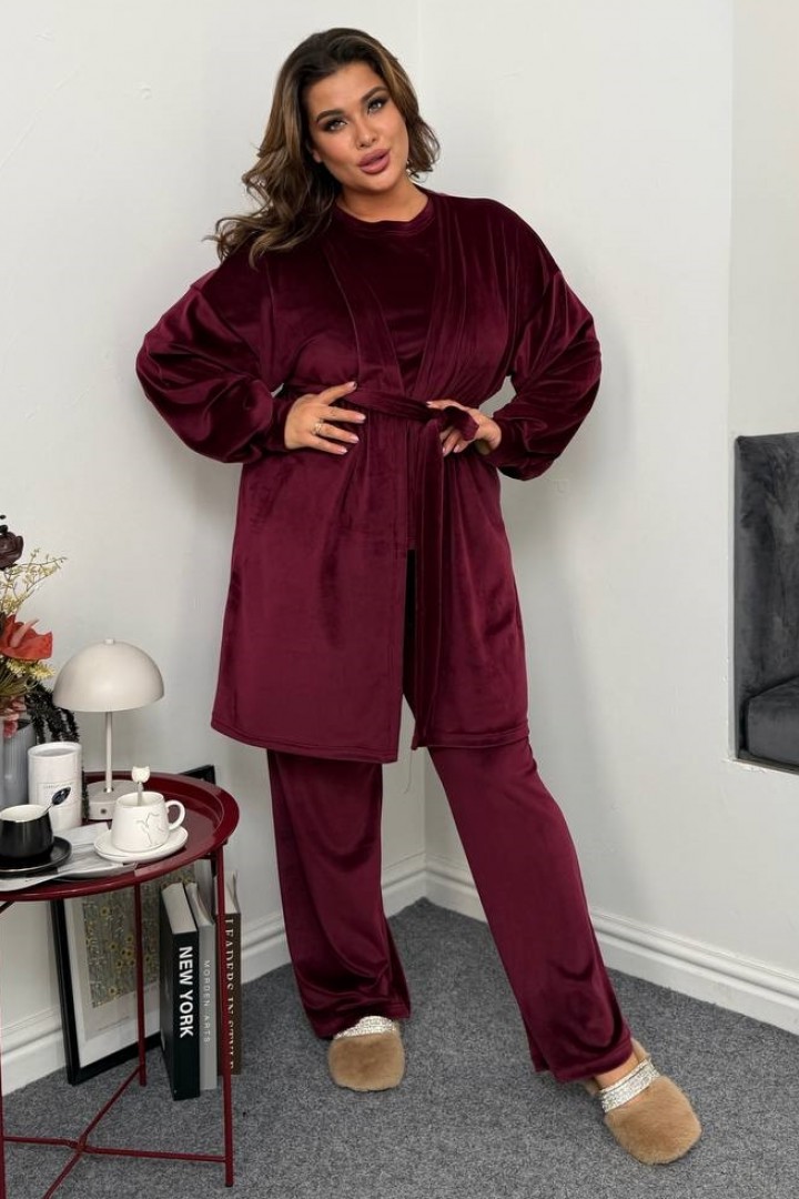 Велюровый домашний костюм тройка KG-7333A840