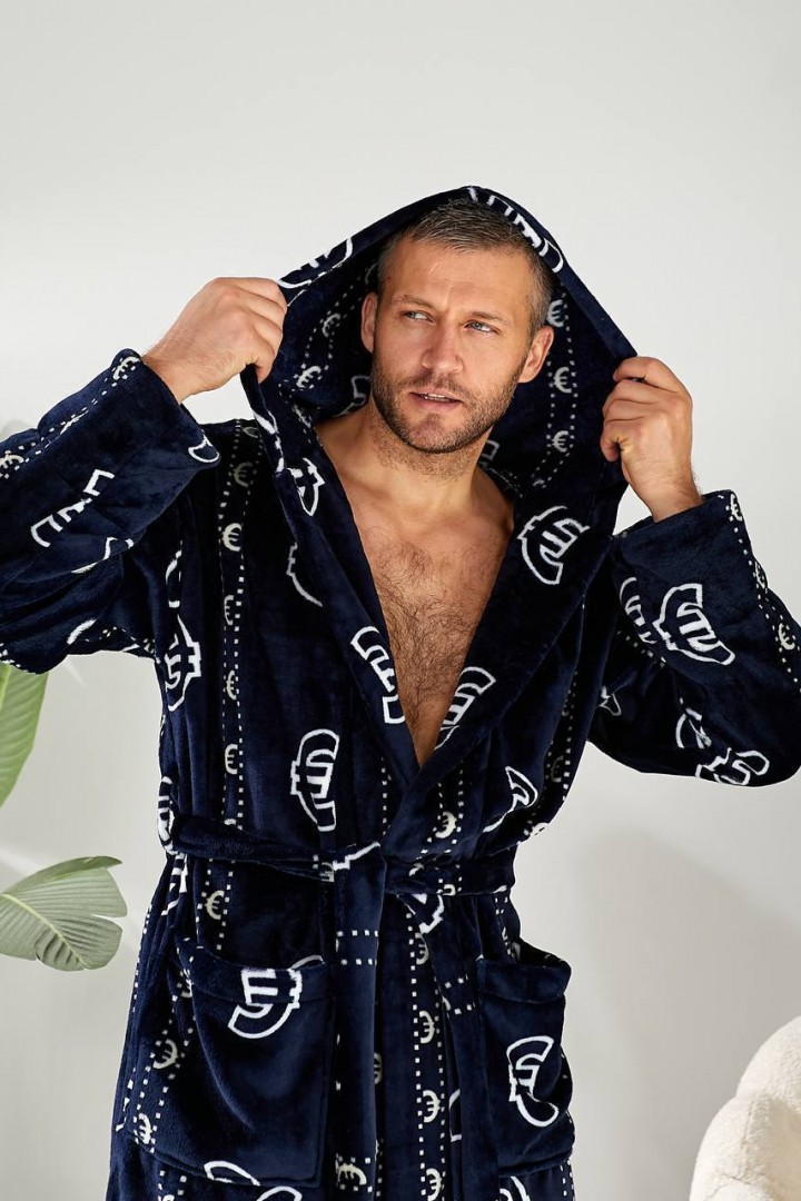 Мужской махровый халат с капюшоном  IRK-2331A720