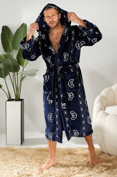 Мужской махровый халат с капюшоном  IRK-2331A720