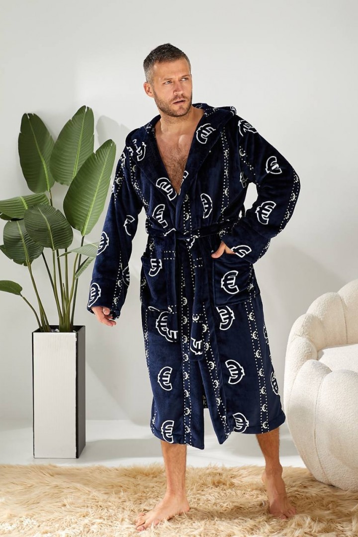 Мужской махровый халат с капюшоном  IRK-2331A720