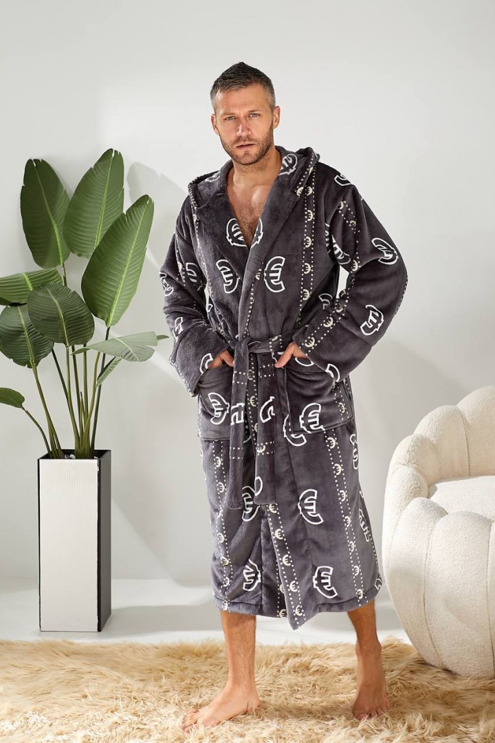 Мужской махровый халат с капюшоном  IRK-2331A720